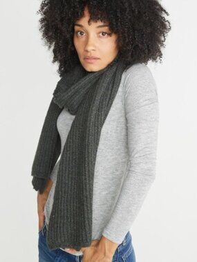Marine Layer Wool-Cashmere Blend Knit Bailey Scarf - Forest Green